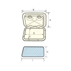 TOP LINE Hatch-Kapak, Beyaz, 272X657mm