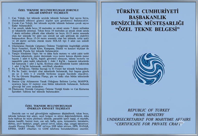 Özel Tekne Techizat Listesi