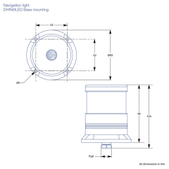 DHR 40 Serisi 24V LED Sancak Feneri Yeşil, 12-20 m arası tekneler için