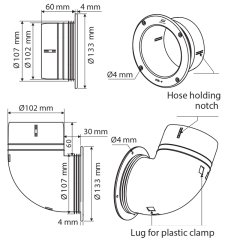 Lalizas Havalandırma Kanalı 102 mm, Beyaz