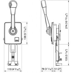 Vetus kumanda kolu. Tekli, yana montaj.