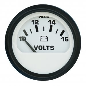 Faria Voltmetre 10–16 V Ø 52 mm – Beyaz Kadran