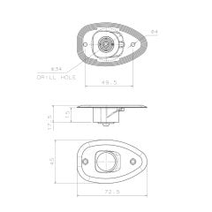 MICRO LED 12, İskele&Sancak 112.5° Feneri, Set,Yüzey mon.,Krom G,delikli