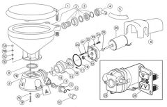 JABSCO Elektrikli WC Sessiz PAR-MAX Pompalı Büyük Taş 12 V.