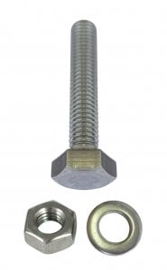 Altı köşe başlı civata, somun, pul krom M6*50