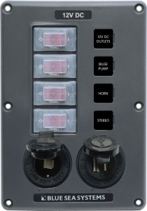 Blue Sea Systems suya dayanıklı sigorta paneli. Flybridge ve açık kokpitler için dizayn edilmiştir.