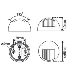 Lalizas Power 7 Marin 360° Tepe Seyir Lambası - Yatay Montaj