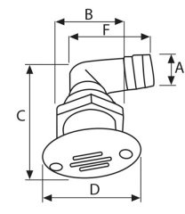 Tekne-Karavan Tank havalandırma Çıkışı 90° Ø16mm Hortum