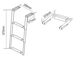 Lalizas Teleskopik Tekne Merdiveni, Paslanmaz 316 Krom , 290x875mm