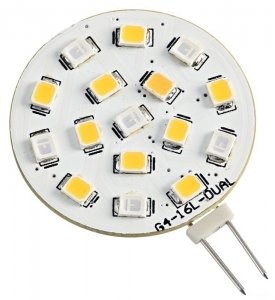 Çift renkli led ampul Beyaz / Mavi YAN 12 V