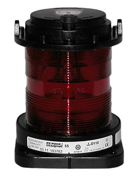 Aqua Signal 55 Serisi Seyir Feneri 360' Kırmızı Işık Siyah Gövde