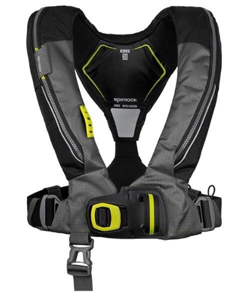 Spinlock 6D DeckVest, 170N, Açık Deniz, Otomatik-Şişme, Güverte Can Yeleği, Siyah