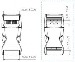 Osculati Marin Plastik Toka, 25mm, Siyah