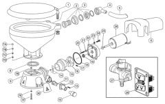 Jabsco Elektrikli Tuvaletler için Komple Motor, Sessiz ve DS model 12 Volt