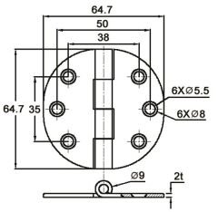 Kapaklı Menteşe 66.5*66.8mm