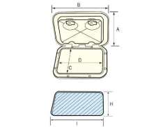TOP LINE Hatch, Beyaz, 460x525mm, ISO12216