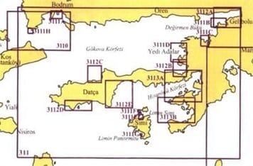 Seyir Oşinografi TR3113 - Ege Denizi, Türkiye Hisarönü Körfezi-Yeşilova Körfezi Haritası