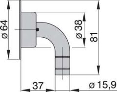 Vetus tank havalandırma, AISI 316 paslanmaz çelik, 16 mm