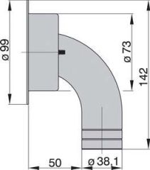 Vetus tank havalandırma, AISI 316 paslanmaz çelik, 38mm