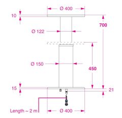 Barka Elektrikli Masa Ayağı. 12V. Tek Kademe - 700mm