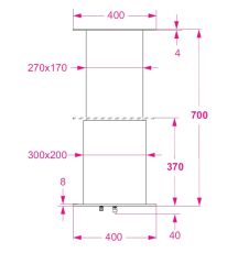 Barka Elektrikli Masa Ayağı Paslanmaz Çelik 12V. Tek Kademe. 700mm