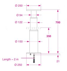 Barka Elektrikli Masa Ayağı, Siyah. 12V. 2 Kademe-700mm