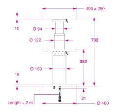 Barka Elektrikli, Döner Tablalı  Masa Ayağı. 12V. 2 Kademe - 732mm