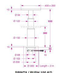 Barka Elektrikli Masa Ayağı, 24V. 2 Kademe - 650mm
