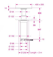 Barka Elektrikli, Gömme Masa Ayağı. 12V. 2 Kademe - 833mm