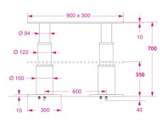 Barka Elektrikli İkili Masa Ayağı. 24V.2 Kademe - 700mm