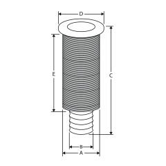 Borda-Sintine çıkışı, 7/8'', Hortum çapı Ø25mm, Gri