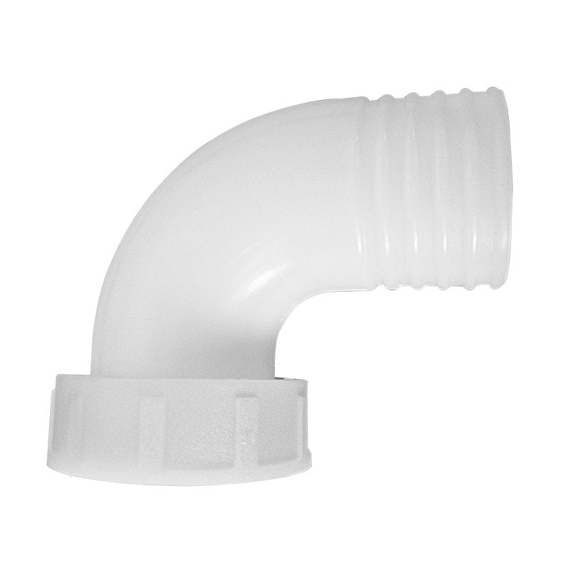 Tahliye boruları için dişi adaptör, Dirsek, 90º 50 mm, beyaz