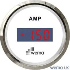 Wema Marin Ampermetre Sensörlü 52 mm, Krom-Siyah