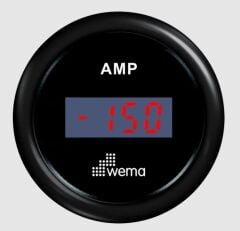 Wema Marin Ampermetre Sensörlü 52 mm, Siyah-Siyah