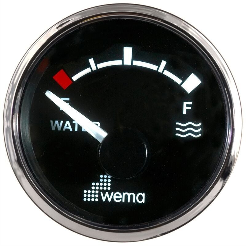 Wema Marin 52 mm Su Tankı Seviye Göstergesi, Krom-Siyah