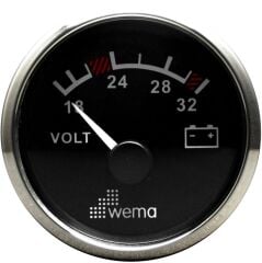 Wema Marin 24V Analog Voltmetre, Krom-Siyah, 52 mm