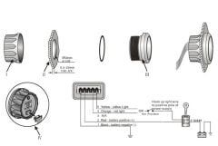 Wema 12V Analog Voltmetre , Krom-Siyah, 52 mm