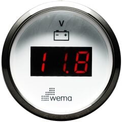 WEMA Marin 12-24V Dijital Voltmetre, Krom-Beyaz