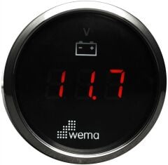 WEMA Marin 12-24V Dijital Voltmetre, Krom-Siyah