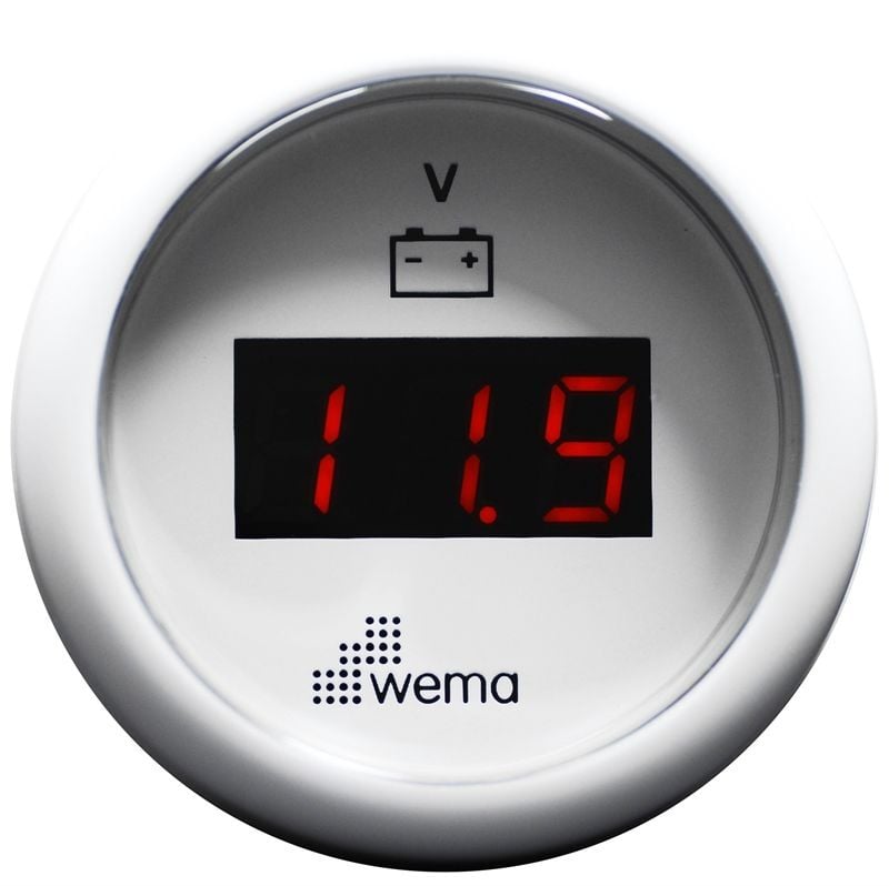 WEMA Marin 12-24V Dijital Voltmetre, Beyaz-Beyaz