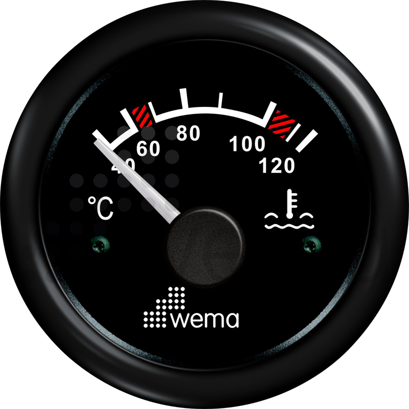 Wema Marin Motor Hararet Göstergesi, 52 mm, Siyah-Siyah