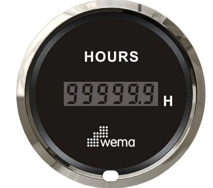 Wema Marin Motor Çalışma Zaman Saati, 52 mm Krom-Siyah