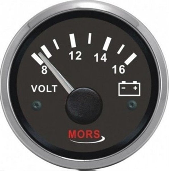 MORS Voltmetre 12 V 55 mm Siyah