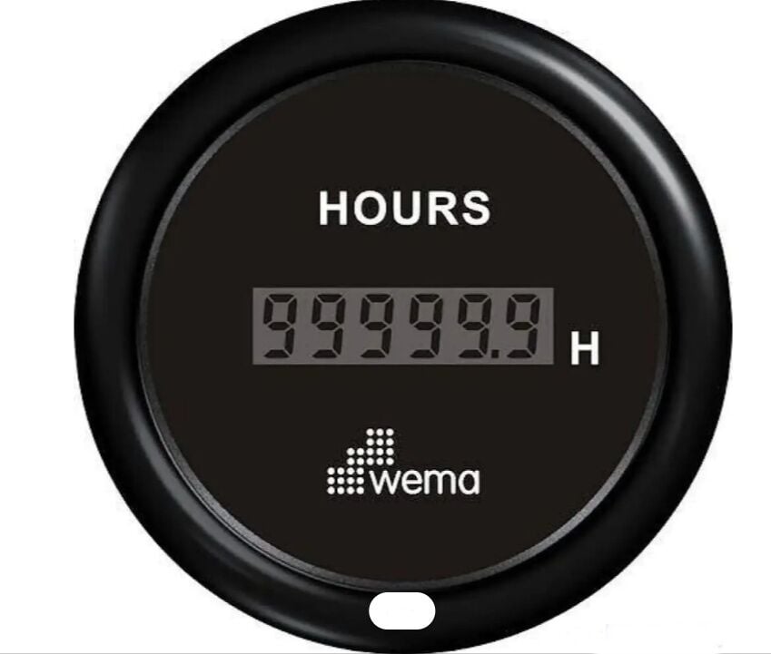 Wema Marin Motor Çalışma Zaman Saati, 52 mm Siyah-Siyah