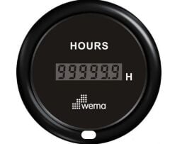 Wema Marin Motor Çalışma Zaman Saati, 52 mm Siyah-Siyah