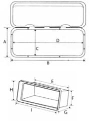 Trem Su geçirmez Plastik Kutu ve Kapak 607x243 mm