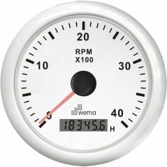 Wema Marin Çalışma Saatli Takometre 4000 RPM, 85 mm, Beyaz-Beyaz