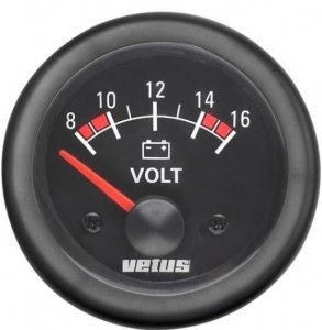 Vetus Voltmetre 10–16 V – Siyah Kadran
