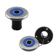 Karavan-Tekne için Su Dolum Ağzı Ø38mm, Mavi kapaklı, Su için, Siyah Gövde
