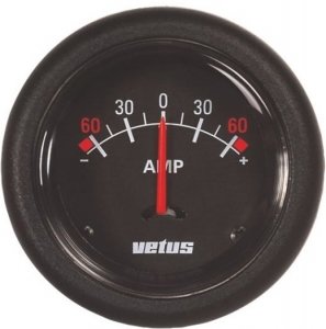 Vetus Ampermetre 12/24 V ±60 A – Siyah Kadran